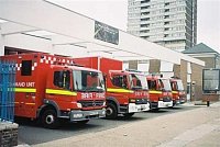 hasičská stanice Stratford, pochopitelně i její technika zasahovala na místě události
