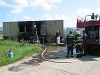 Požár obytného kolového přívěsu u Bojkovic