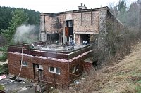 Požár bývalého hotelu v Kladkách