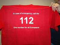 Nápis &quot;In case of emergency, call the 112 One number for all Europeans&quot;