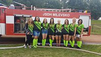 Soutěžní družstvo žen na pohárové soutěži v Milevsku na fotbalovém stadionu. (24.8.2019)