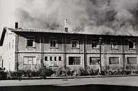 Požár "Kruhovky" u milevského nádraží. (20.1.1961)
